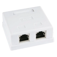 Розетка 2 порта экранированная RJ45 STP белая 5E