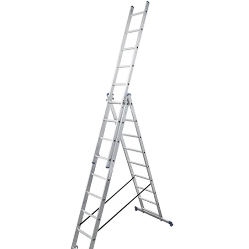 Алюминиевая трехсекционная лестница 3х9 ступеней - фото 1