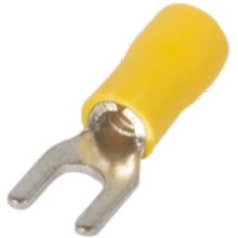Изолированный вилочный наконечник 0.5-1.5 кв.мм желтый