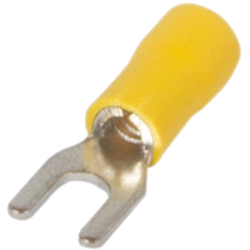 Изолированный вилочный наконечник 0.5-1.5 кв.мм желтый - фото 1