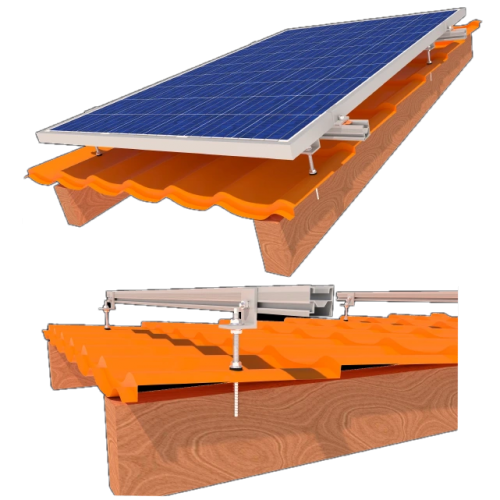 комплект кріплення 1 сонячних панелей до 1145мм металочерепиця, шифер - фото 1